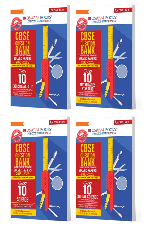 CBSE Question Bank English | Maths Standard | Science | Social Science (Set of 4 Books) For Class 10 | Based On Latest CBSE Syllabus with 800+ Questions | Chapterwise and Topicwise SOLVED PAPERS With Mind Maps & Revision Notes For 2026 Exam